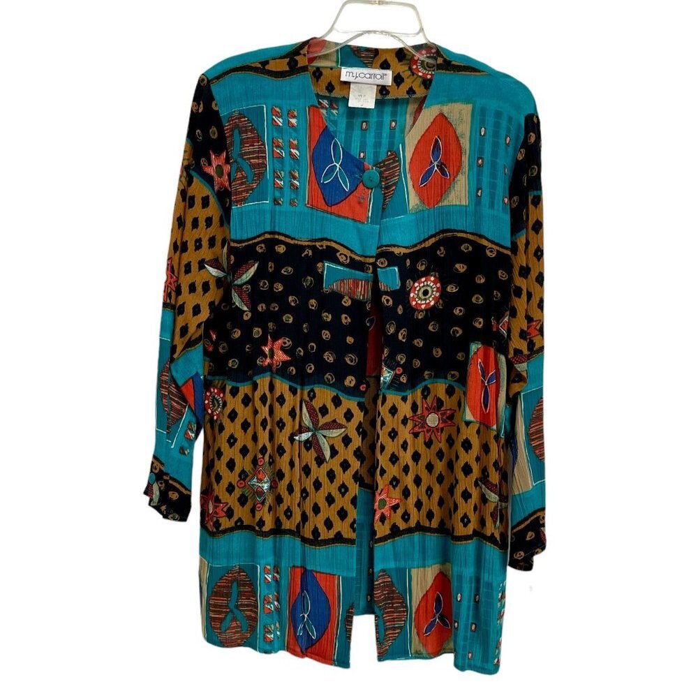 MJ Carroll Women Multicolor Lightweight Long Sleeve Jacket Blazer Coat Sz M NWT - Picture 1 of 12